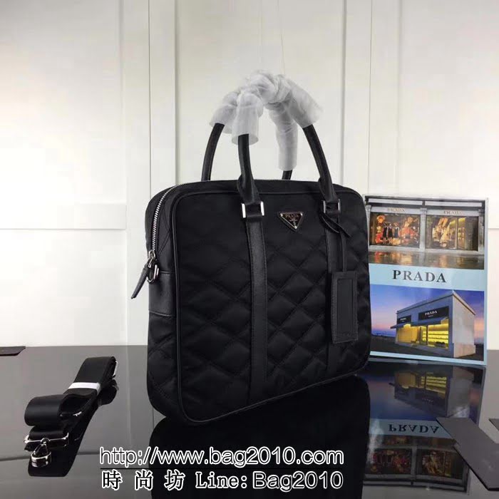 普拉達PRADA原單 0019 黑色原單韓國布配皮 PRADA男士商務手提包 PHY1478
